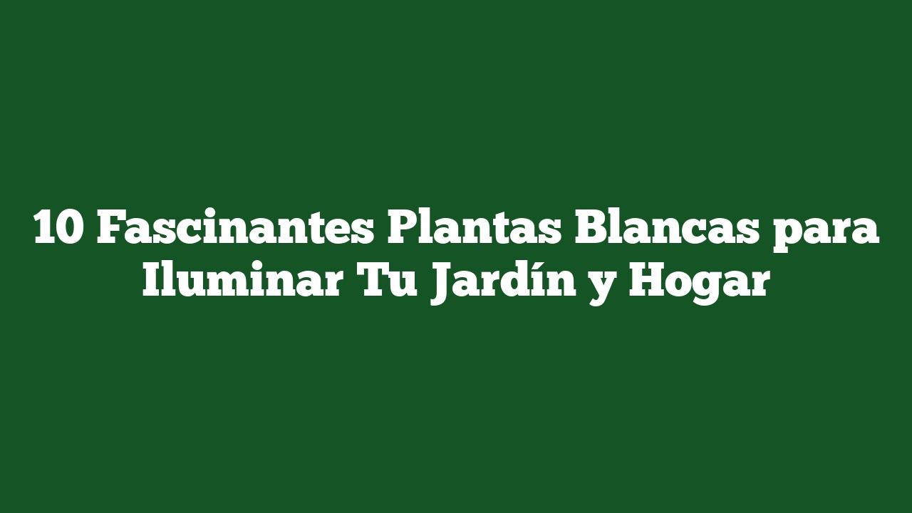 10 Fascinantes Plantas Blancas para Iluminar Tu Jardín y Hogar