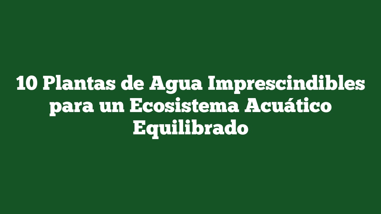 10 Plantas de Agua Imprescindibles para un Ecosistema Acuático Equilibrado