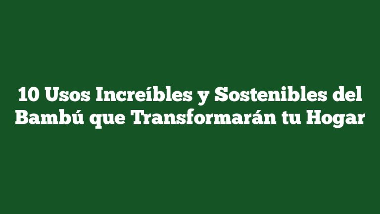10 Usos Increíbles y Sostenibles del Bambú que Transformarán tu Hogar
