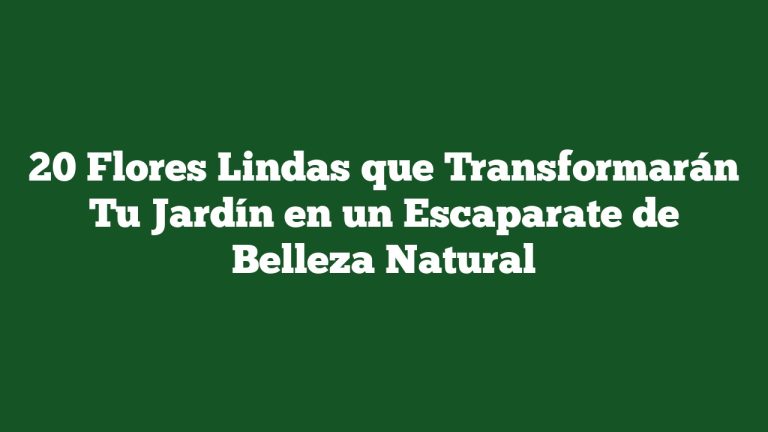 20 Flores Lindas que Transformarán Tu Jardín en un Escaparate de Belleza Natural
