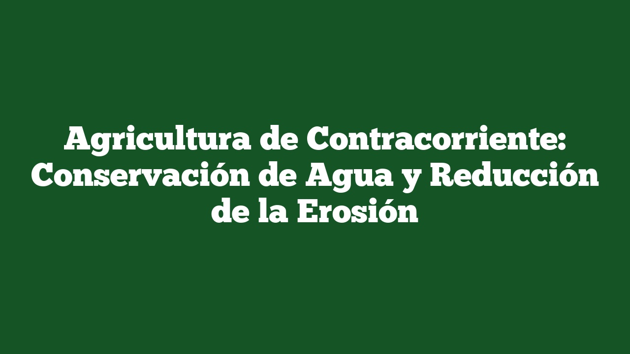 Agricultura de Contracorriente: Conservación de Agua y Reducción de la Erosión