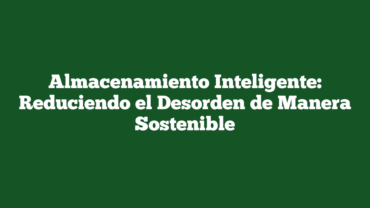 Almacenamiento Inteligente: Reduciendo el Desorden de Manera Sostenible