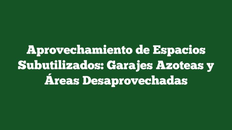 Aprovechamiento de Espacios Subutilizados: Garajes Azoteas y Áreas Desaprovechadas