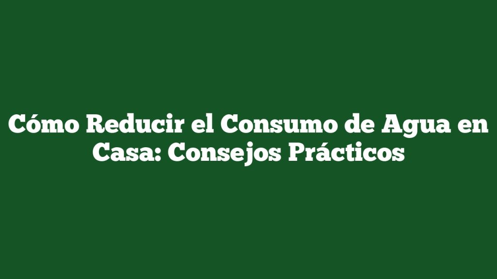 Cómo Reducir El Consumo De Agua En Casa: Consejos Prácticos ...