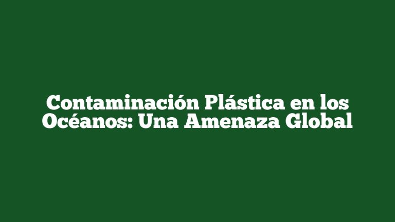Contaminación Plástica en los Océanos: Una Amenaza Global