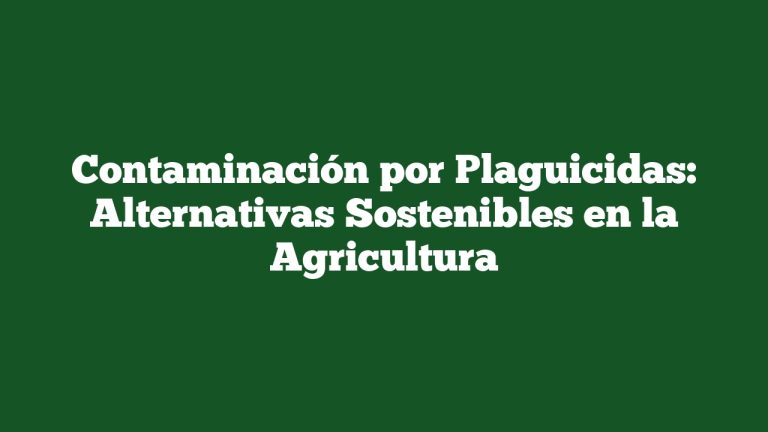 Contaminación por Plaguicidas: Alternativas Sostenibles en la Agricultura