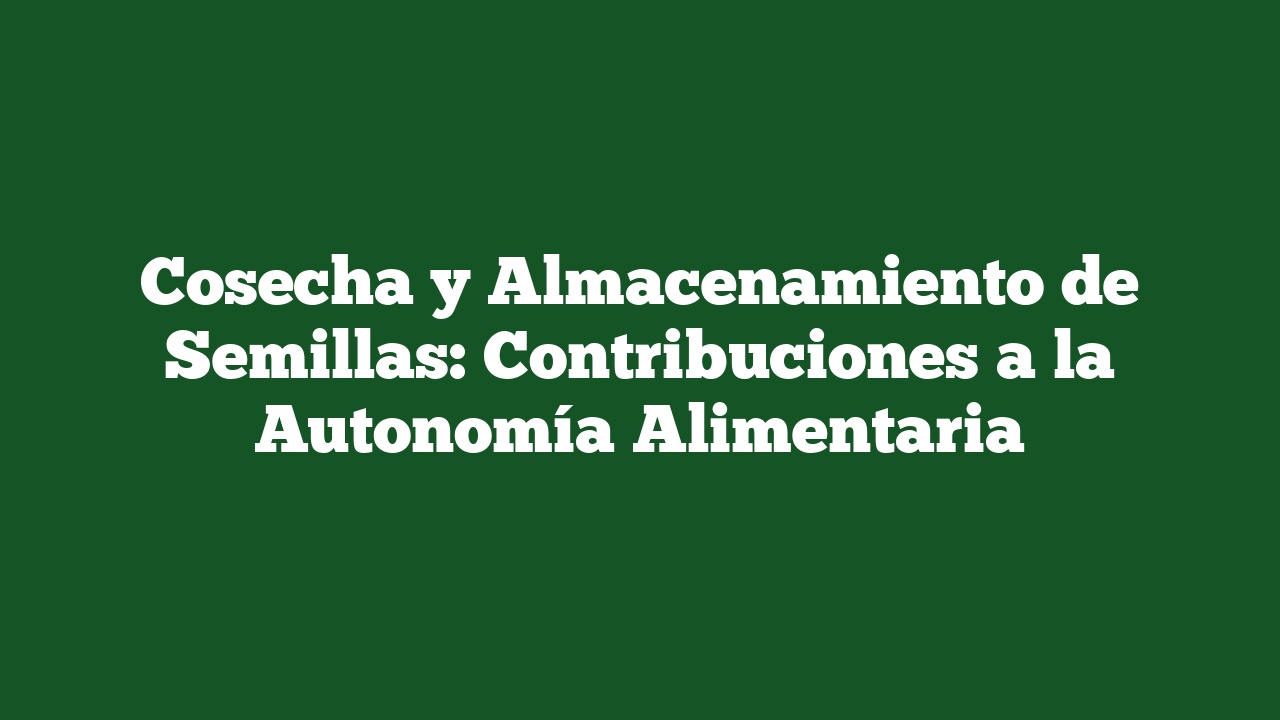 Cosecha y Almacenamiento de Semillas: Contribuciones a la Autonomía Alimentaria