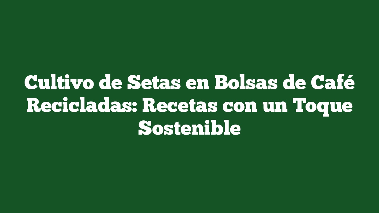 Cultivo de Setas en Bolsas de Café Recicladas: Recetas con un Toque Sostenible