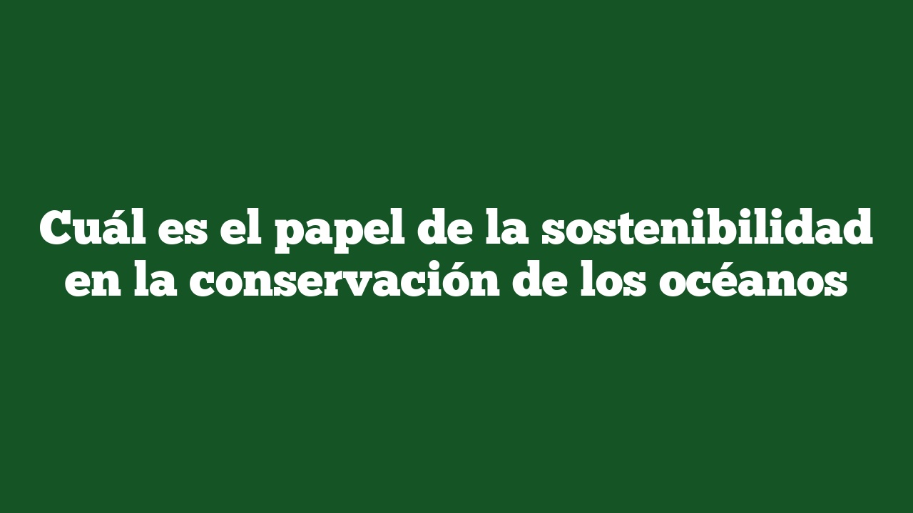 Cuál es el papel de la sostenibilidad en la conservación de los océanos