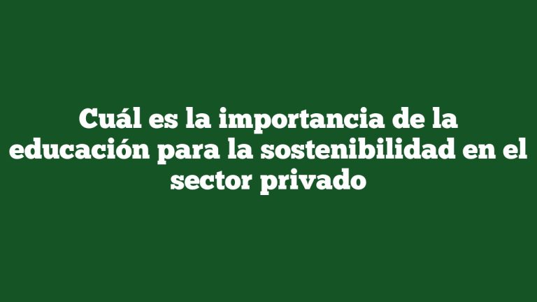 Imagen de Cuál es la importancia de la educación para la sostenibilidad en el sector privado Cuál es la importancia de la educación para la sostenibilidad en el sector privado