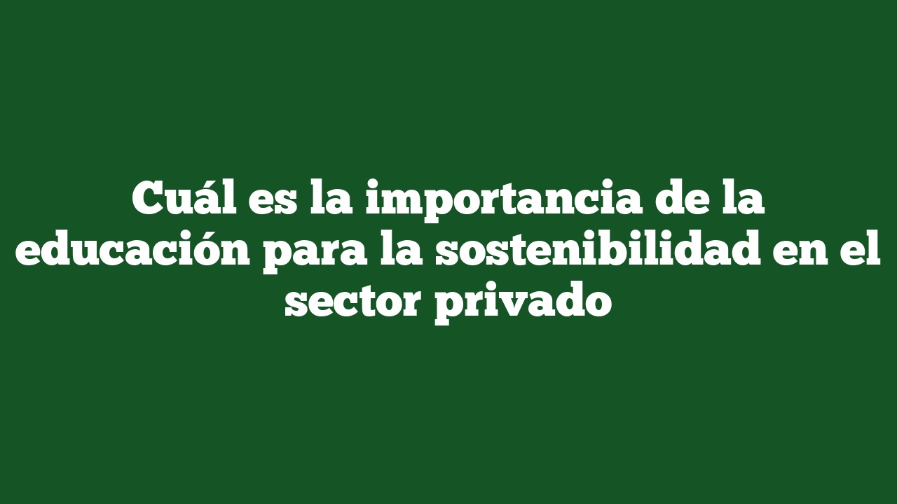 Cuál es la importancia de la educación para la sostenibilidad en el sector privado