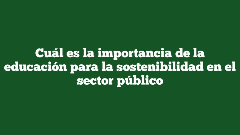 Cuál es la importancia de la educación para la sostenibilidad en el sector público