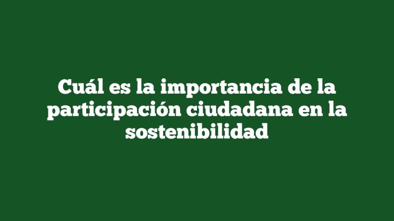 Cuál es la importancia de la participación ciudadana en la sostenibilidad