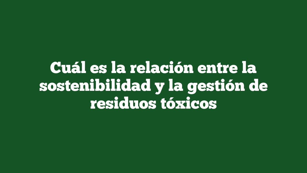 Cuál es la relación entre la sostenibilidad y la gestión de residuos tóxicos