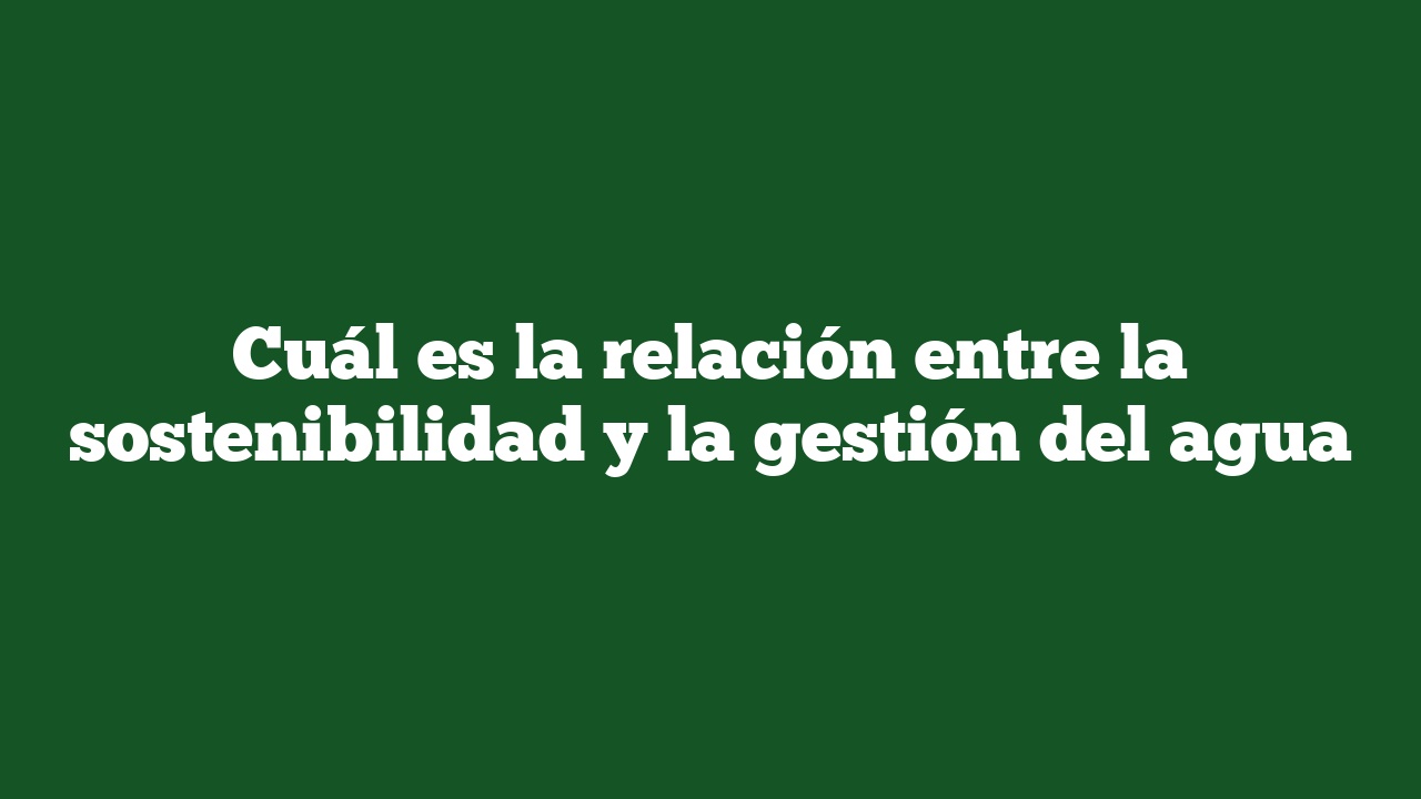 Cuál es la relación entre la sostenibilidad y la gestión del agua