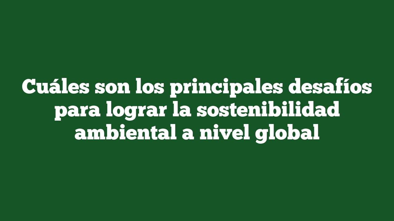 Cuáles son los principales desafíos para lograr la sostenibilidad ambiental a nivel global
