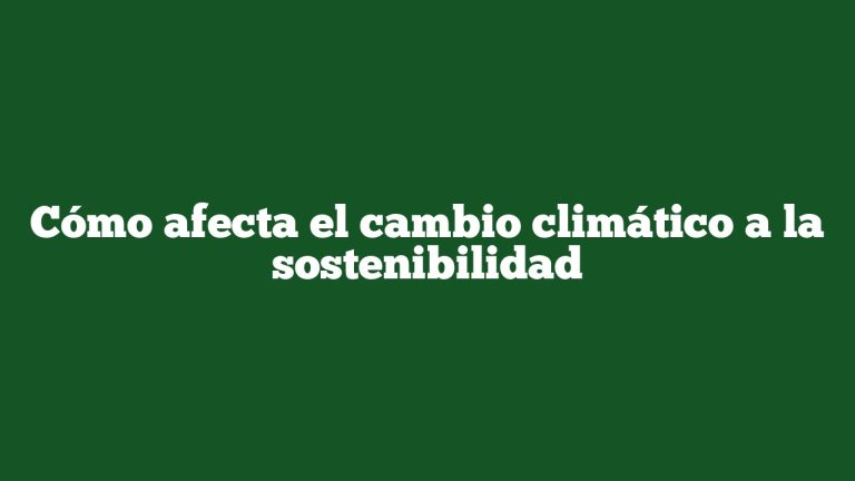 Cómo afecta el cambio climático a la sostenibilidad