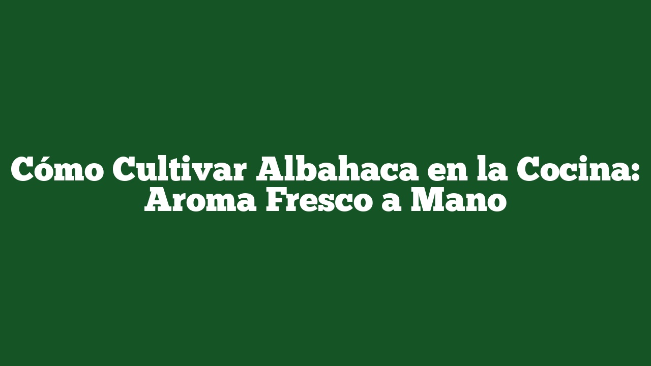 Cómo Cultivar Albahaca en la Cocina: Aroma Fresco a Mano