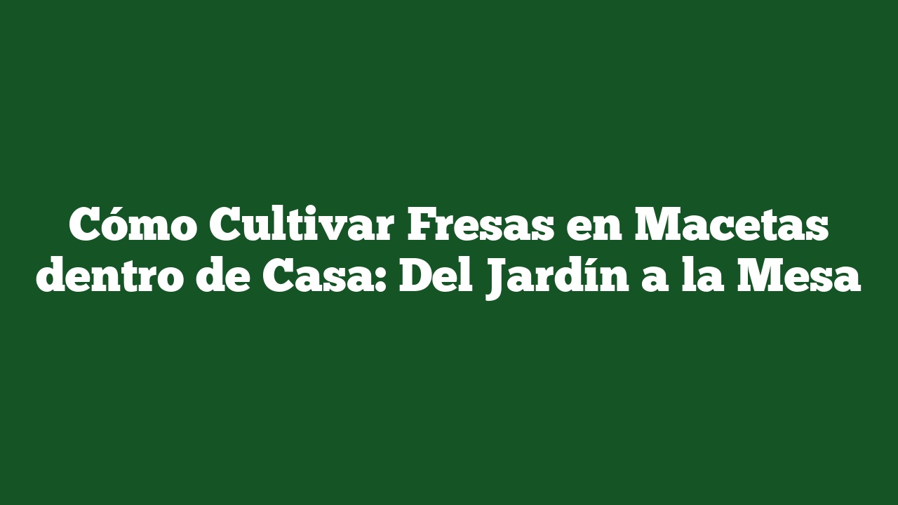 Cómo Cultivar Fresas en Macetas dentro de Casa: Del Jardín a la Mesa
