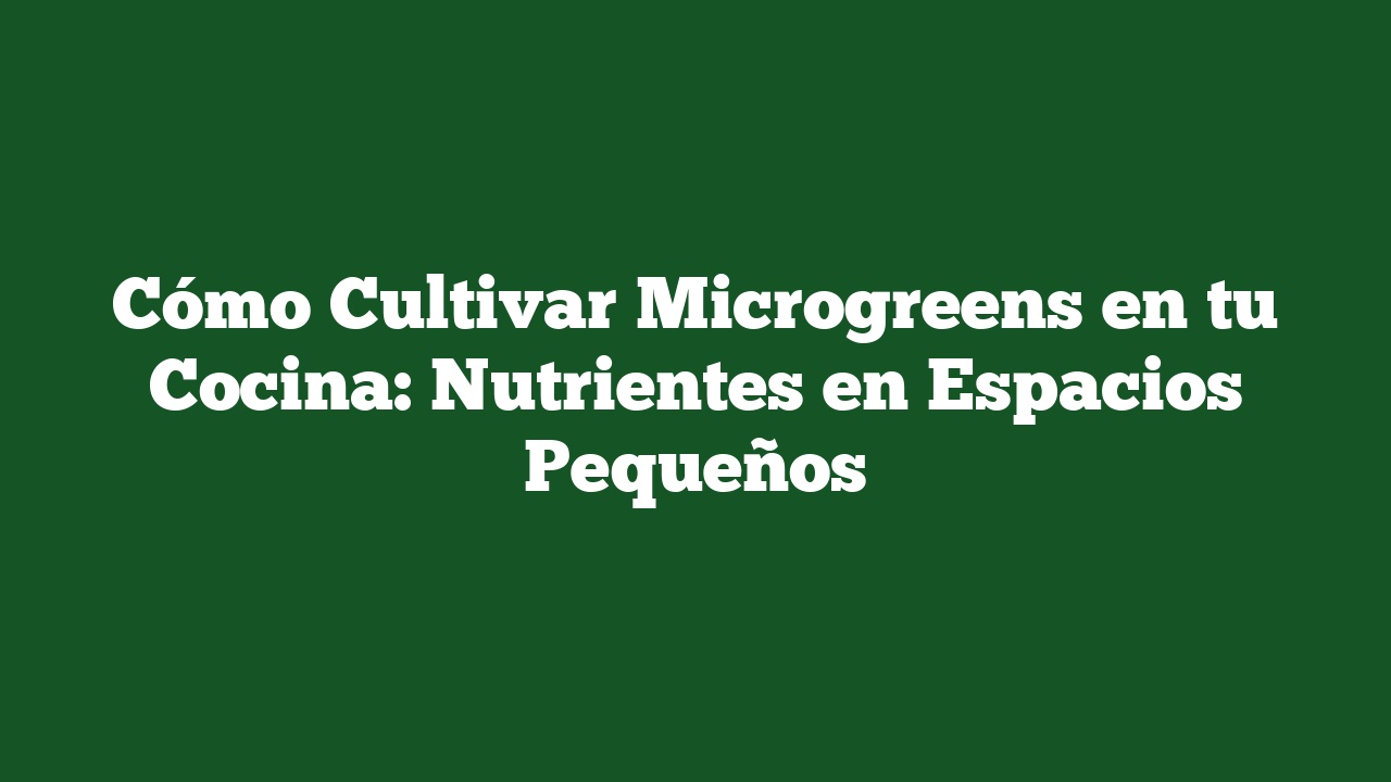 Cómo Cultivar Microgreens en tu Cocina: Nutrientes en Espacios Pequeños