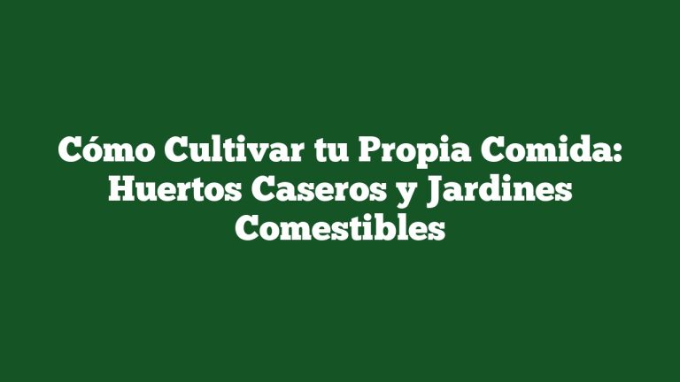 Cómo Cultivar tu Propia Comida: Huertos Caseros y Jardines Comestibles