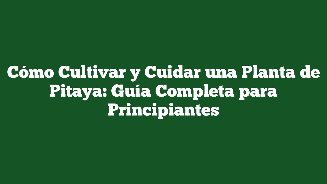 Cómo Cultivar y Cuidar una Planta de Pitaya: Guía Completa para Principiantes