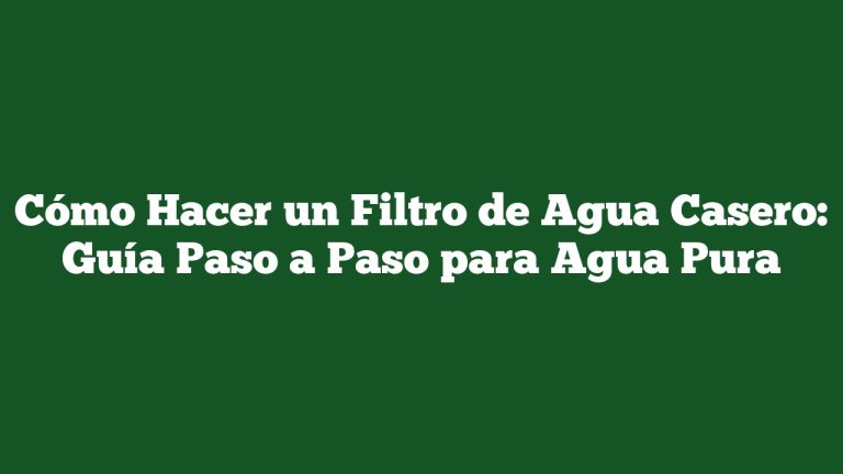 Imagen de Cómo Hacer un Filtro de Agua Casero: Guía Paso a Paso para Agua Pura Cómo Hacer un Filtro de Agua Casero: Guía Paso a Paso para Agua Pura