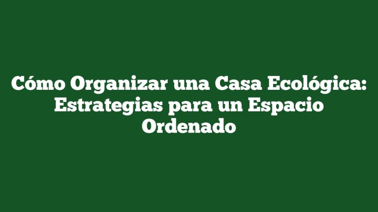 Imagen de Cómo Organizar una Casa Ecológica: Estrategias para un Espacio Ordenado Cómo Organizar una Casa Ecológica: Estrategias para un Espacio Ordenado