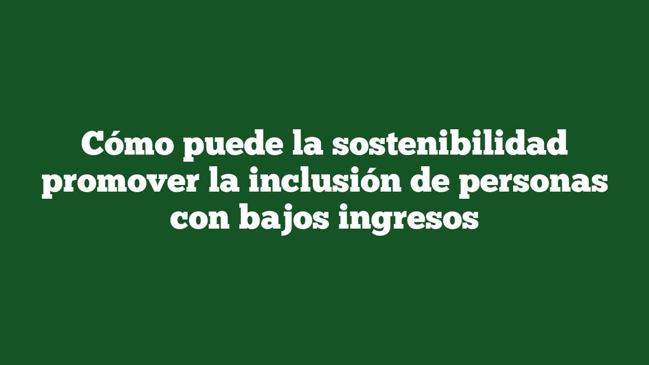 Cómo puede la sostenibilidad promover la inclusión de personas con bajos ingresos