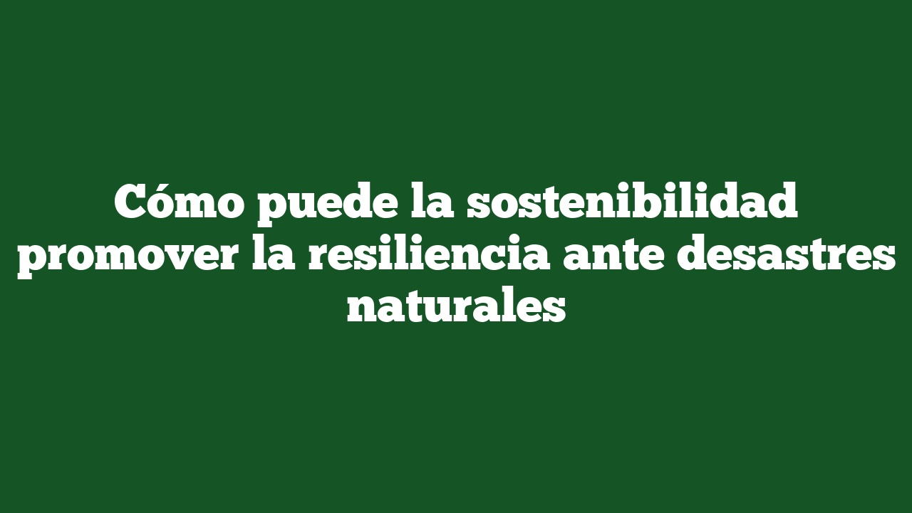Cómo puede la sostenibilidad promover la resiliencia ante desastres naturales