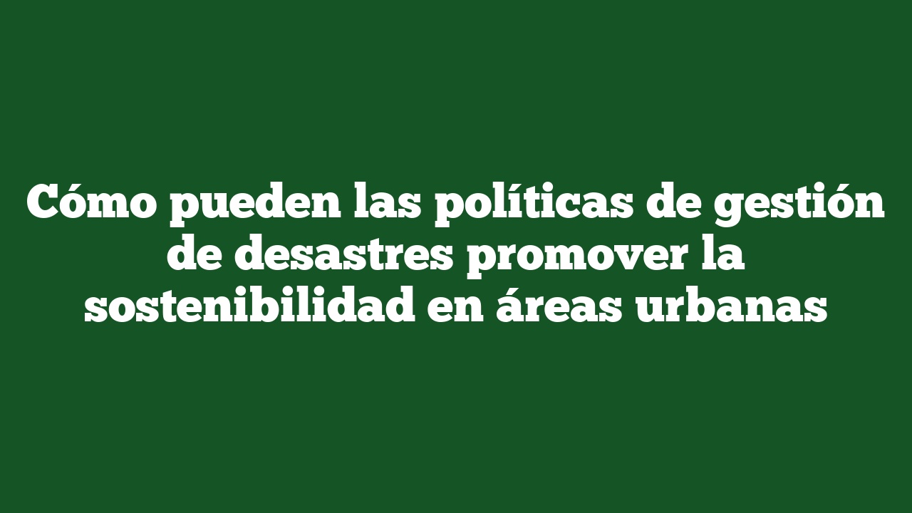 Cómo pueden las políticas de gestión de desastres promover la sostenibilidad en áreas urbanas