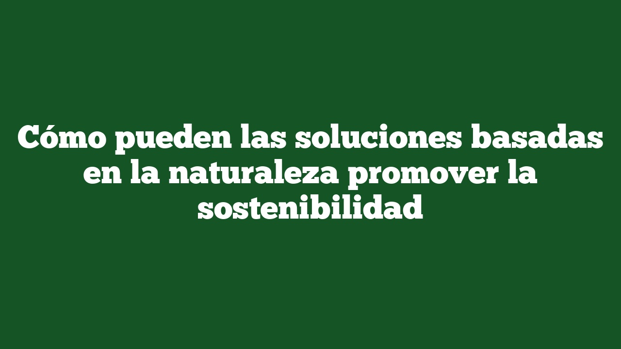 Cómo pueden las soluciones basadas en la naturaleza promover la sostenibilidad