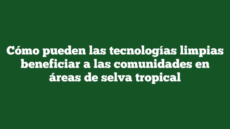 Cómo pueden las tecnologías limpias beneficiar a las comunidades en áreas de selva tropical