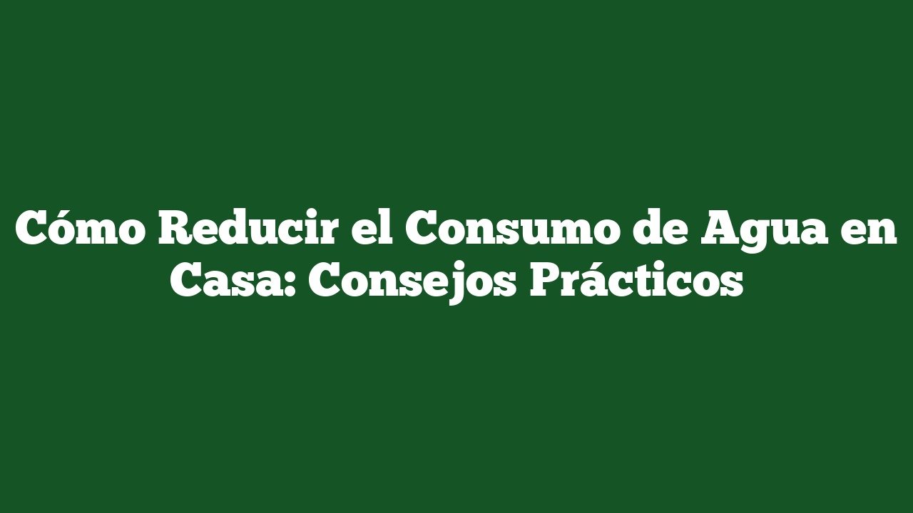 Cómo Reducir el Consumo de Agua en Casa: Consejos Prácticos