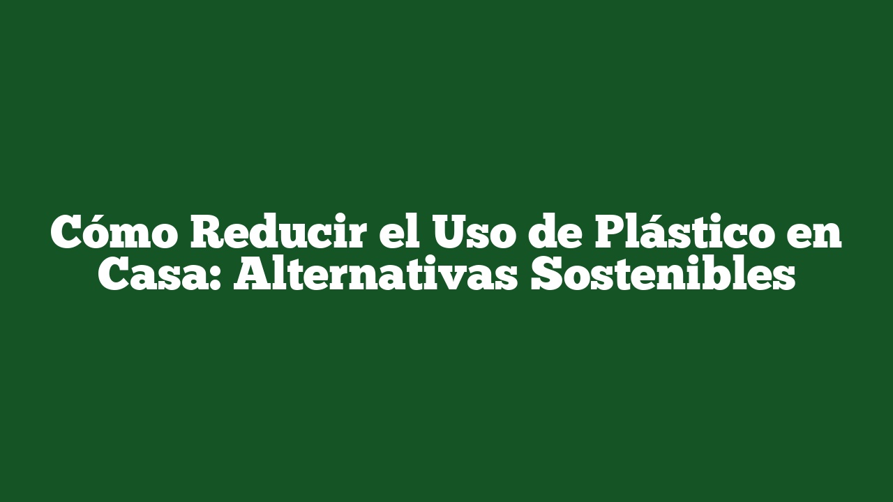 Cómo Reducir el Uso de Plástico en Casa: Alternativas Sostenibles