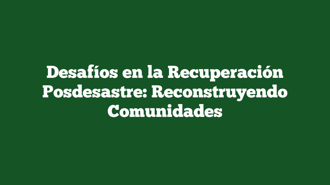 Desafíos en la Recuperación Posdesastre: Reconstruyendo Comunidades