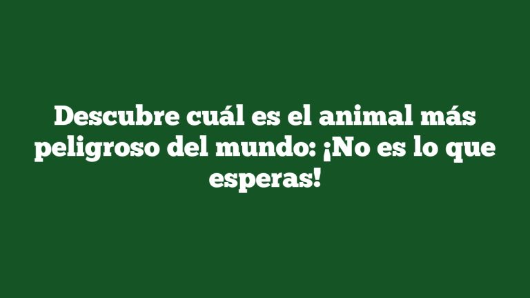 Imagen de Descubre cuál es el animal más peligroso del mundo: ¡No es lo que esperas! Descubre cuál es el animal más peligroso del mundo: ¡No es lo que esperas!