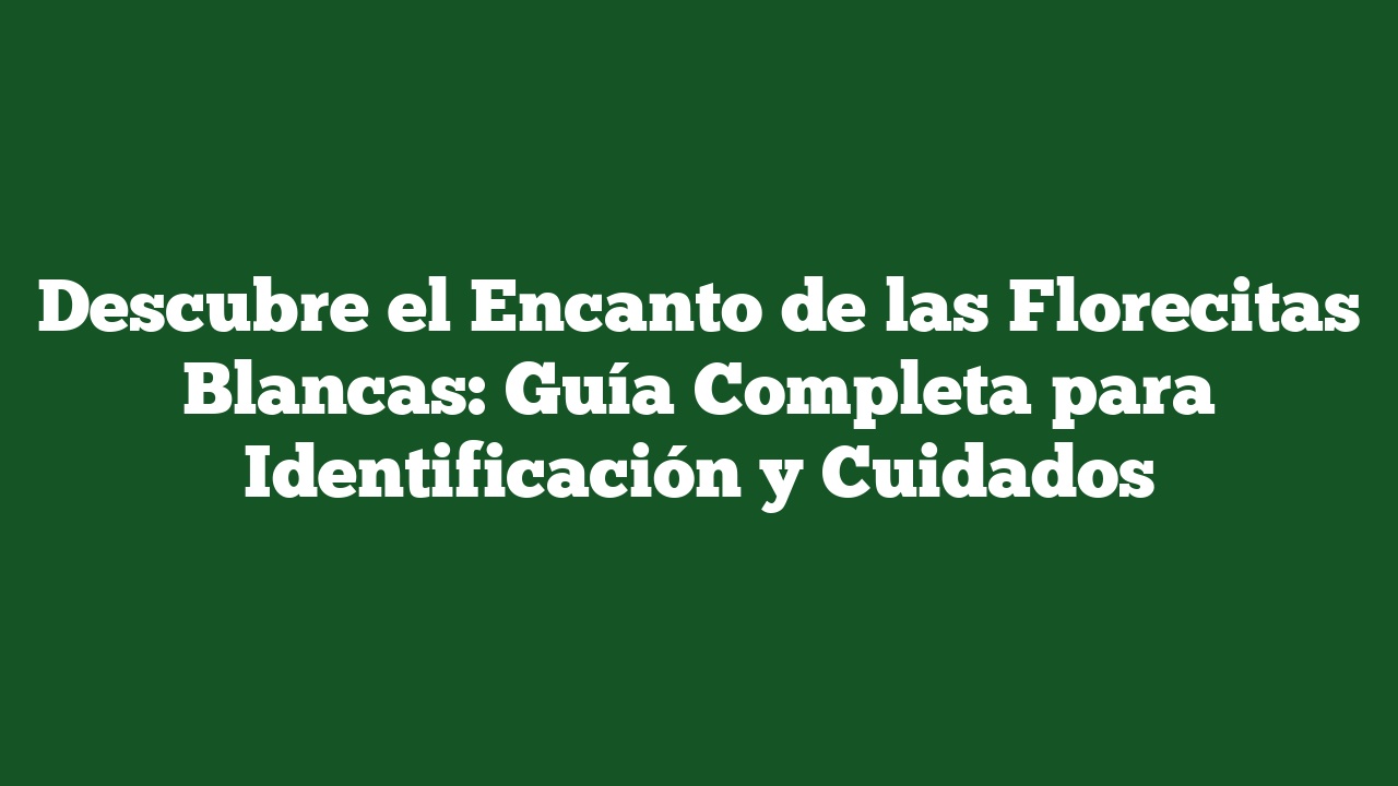 Descubre el Encanto de las Florecitas Blancas: Guía Completa para Identificación y Cuidados