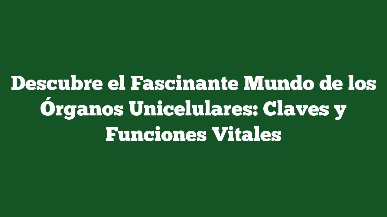 Descubre el Fascinante Mundo de los Órganos Unicelulares: Claves y Funciones Vitales