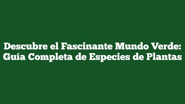 Imagen de Descubre el Fascinante Mundo Verde: Guía Completa de Especies de Plantas Descubre el Fascinante Mundo Verde: Guía Completa de Especies de Plantas