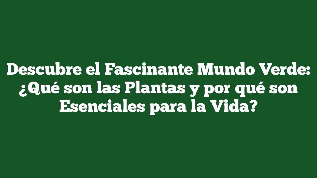 Descubre el Fascinante Mundo Verde: ¿Qué son las Plantas y por qué son Esenciales para la Vida?
