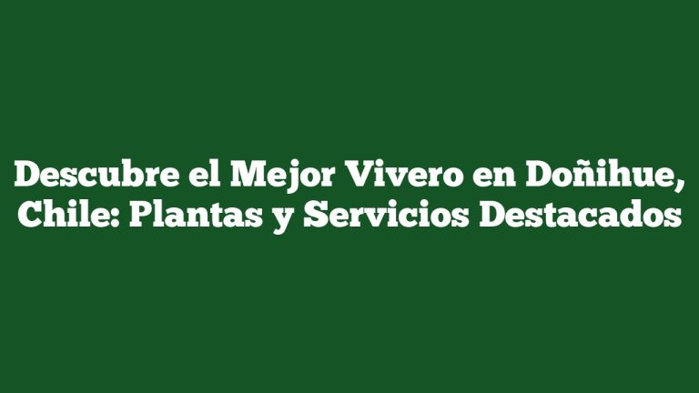 Descubre el Mejor Vivero en Doñihue, Chile: Plantas y Servicios Destacados