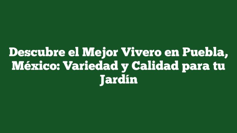 Descubre el Mejor Vivero en Puebla, México: Variedad y Calidad para tu Jardín