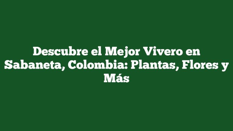 Descubre el Mejor Vivero en Sabaneta, Colombia: Plantas, Flores y Más