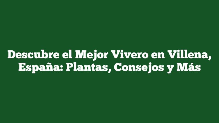 Descubre el Mejor Vivero en Villena, España: Plantas, Consejos y Más