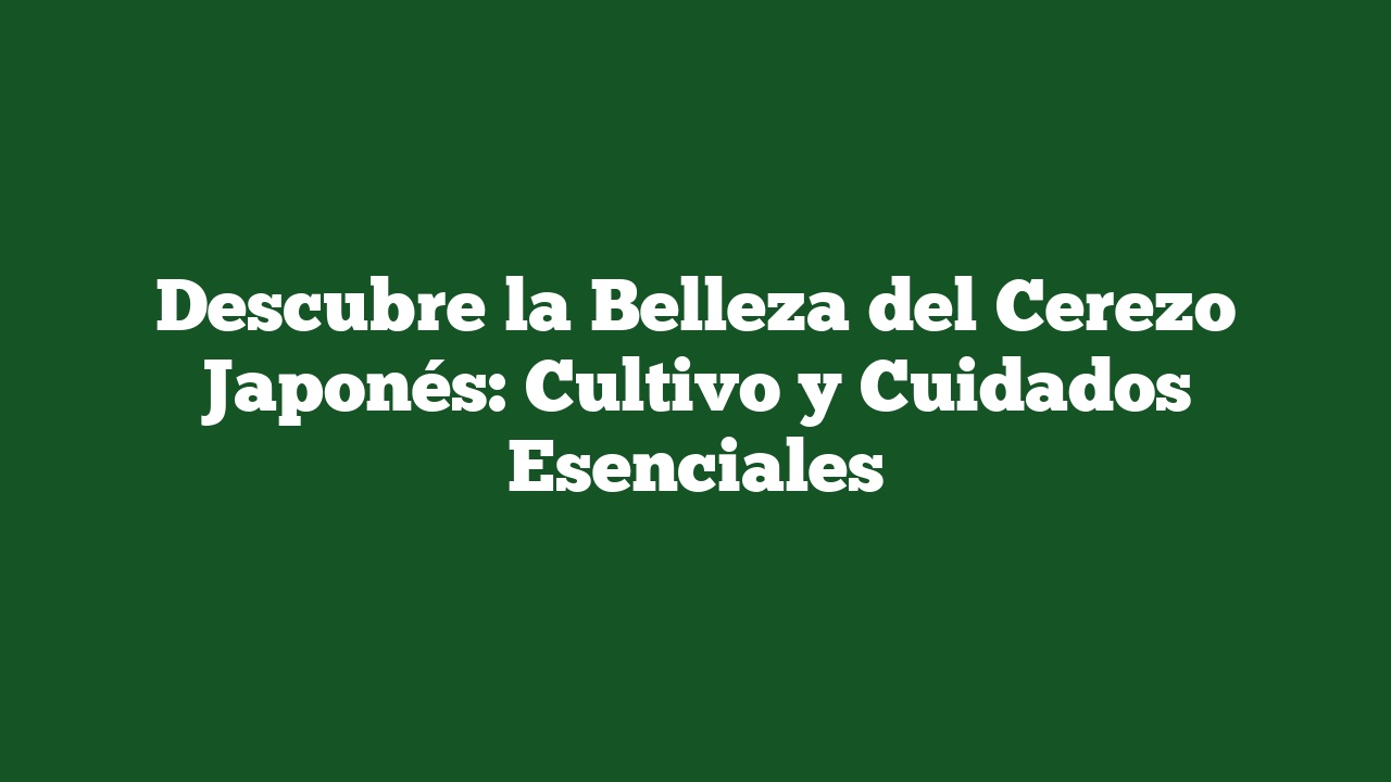 Descubre la Belleza del Cerezo Japonés: Cultivo y Cuidados Esenciales