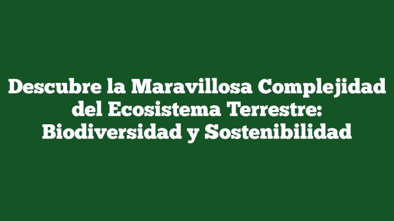 Descubre la Maravillosa Complejidad del Ecosistema Terrestre: Biodiversidad y Sostenibilidad