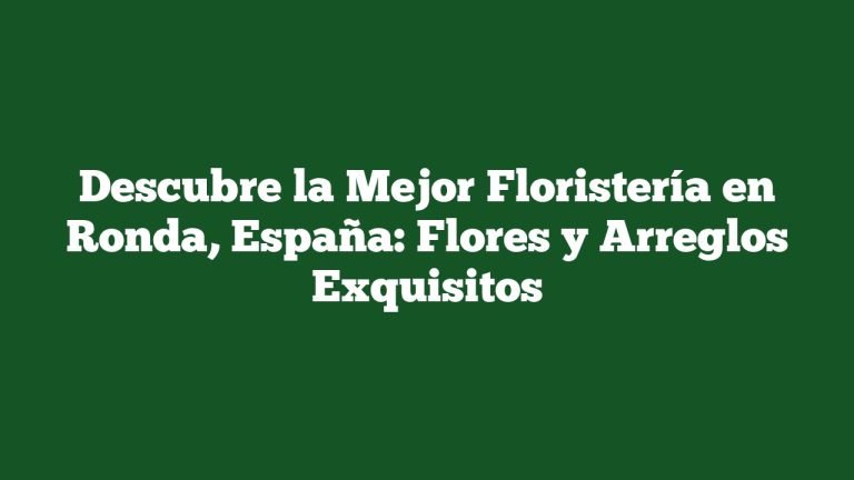 Descubre la Mejor Floristería en Ronda, España: Flores y Arreglos Exquisitos