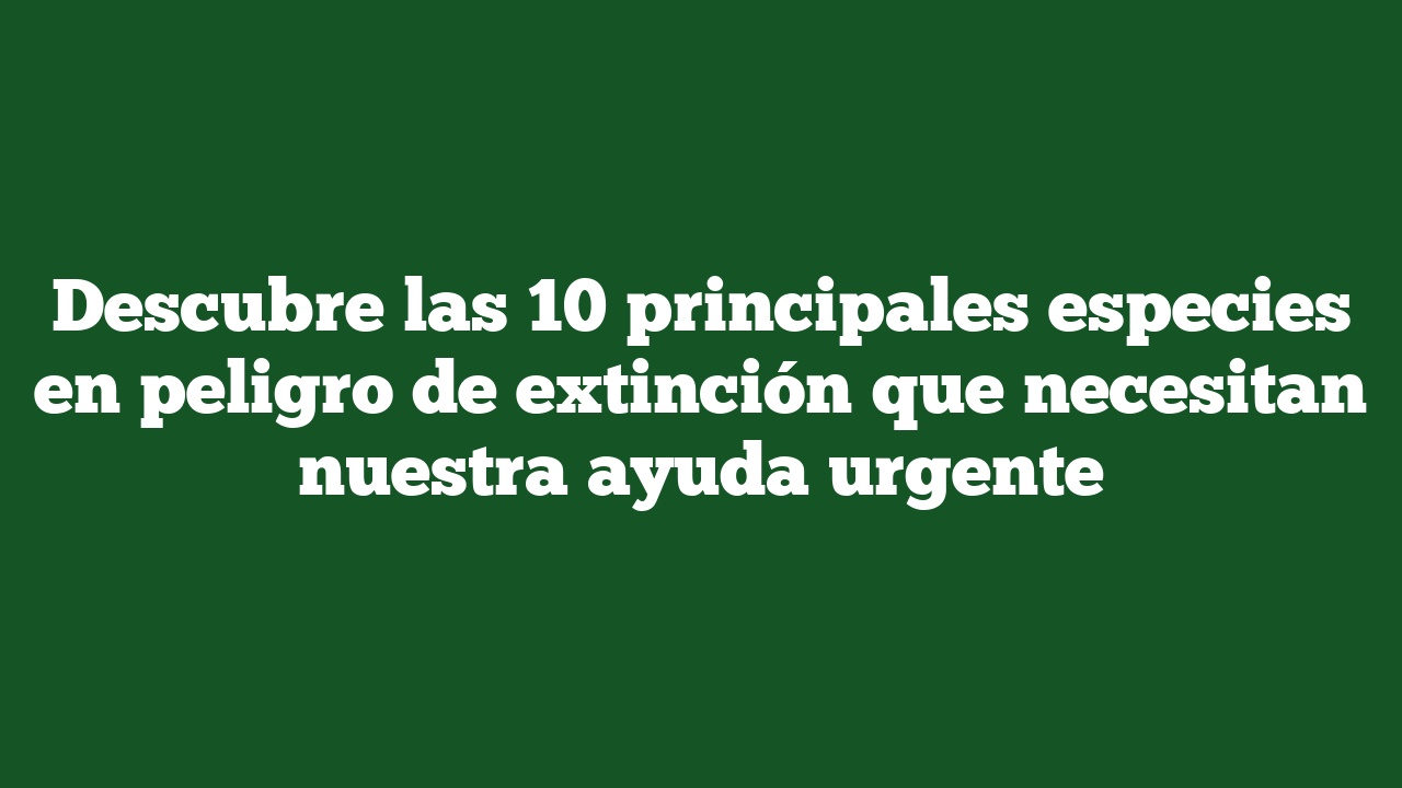 Descubre las 10 principales especies en peligro de extinción que necesitan nuestra ayuda urgente