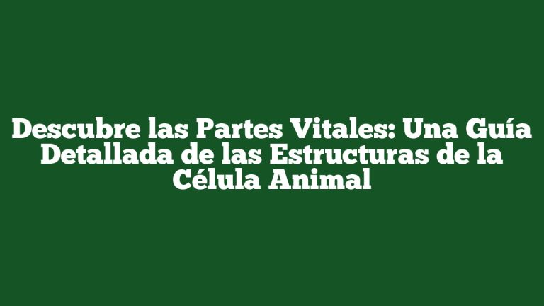 Imagen de Descubre las Partes Vitales: Una Guía Detallada de las Estructuras de la Célula Animal Descubre las Partes Vitales: Una Guía Detallada de las Estructuras de la Célula Animal